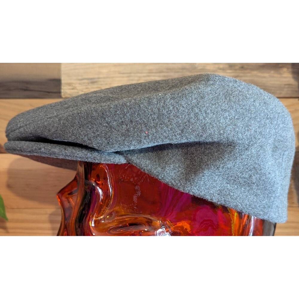 Vintage Stevens Newsboy Paper Boy Gray Flat Wool Cap Hat Lined Medium Men's USA